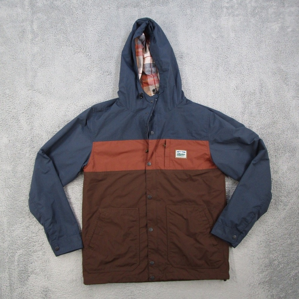 HippyTree Hunter Series Mens Large Hooded Colorblock Flannel Lined Jacket Navy